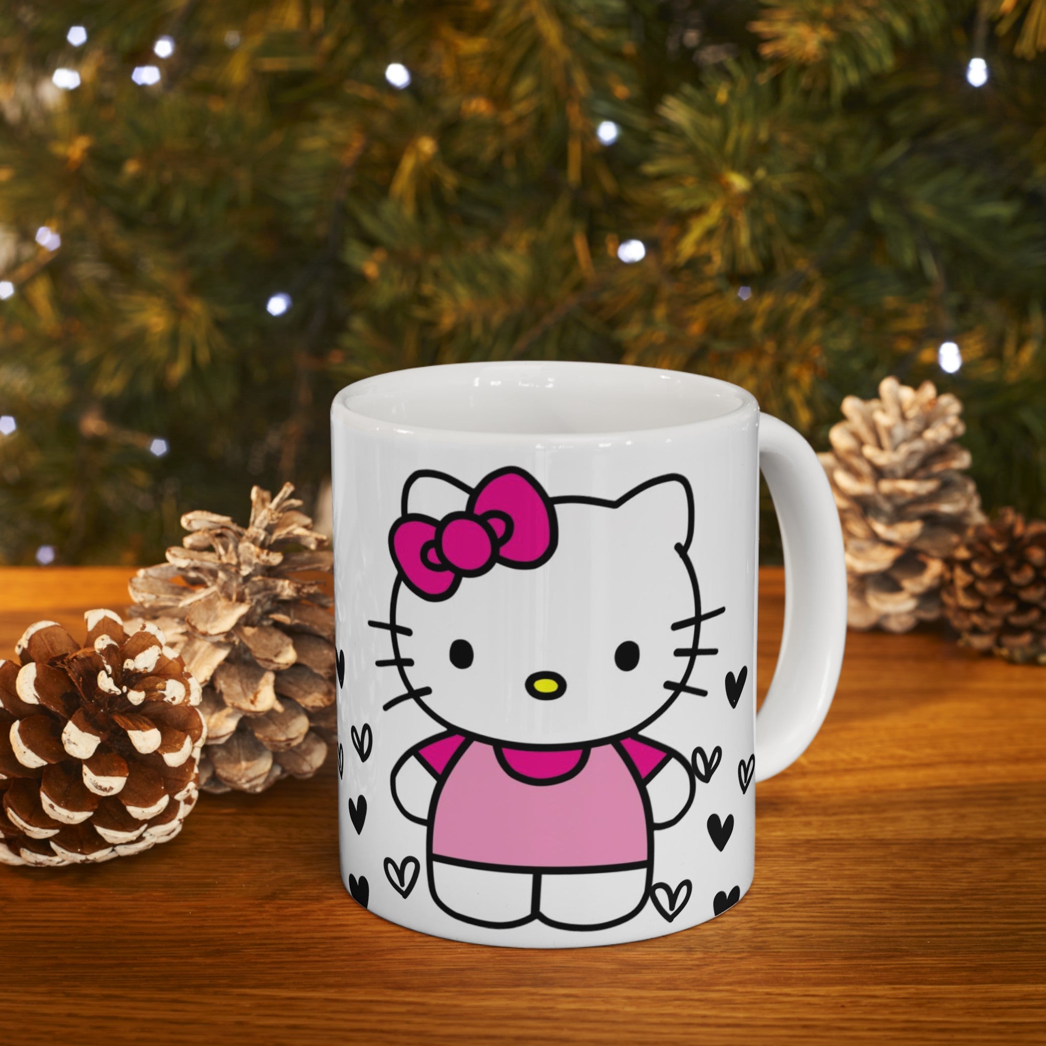 Pink Kitty Ceramic Mug, (11oz, 15oz)